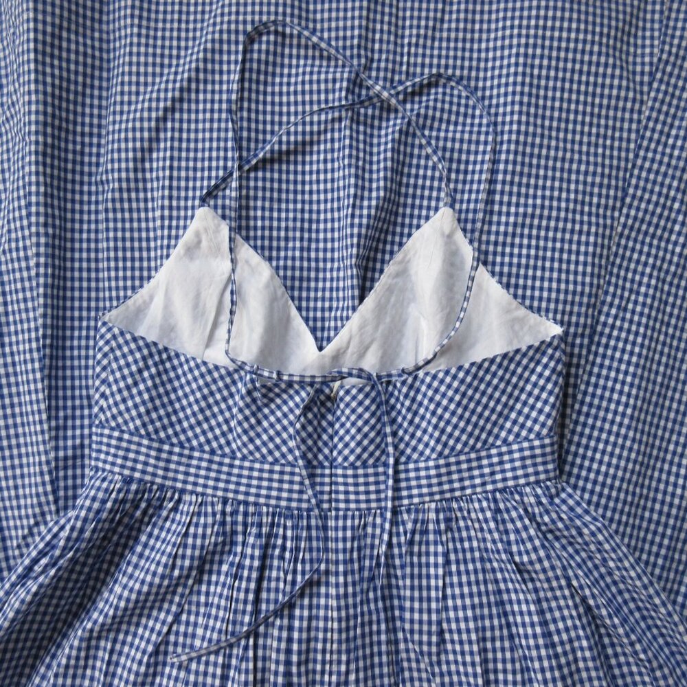 NWT J.Crew Long Spaghetti-Strap Maxi in White Blue Gingham Cotton Dress 6 - Picture 9 of 12